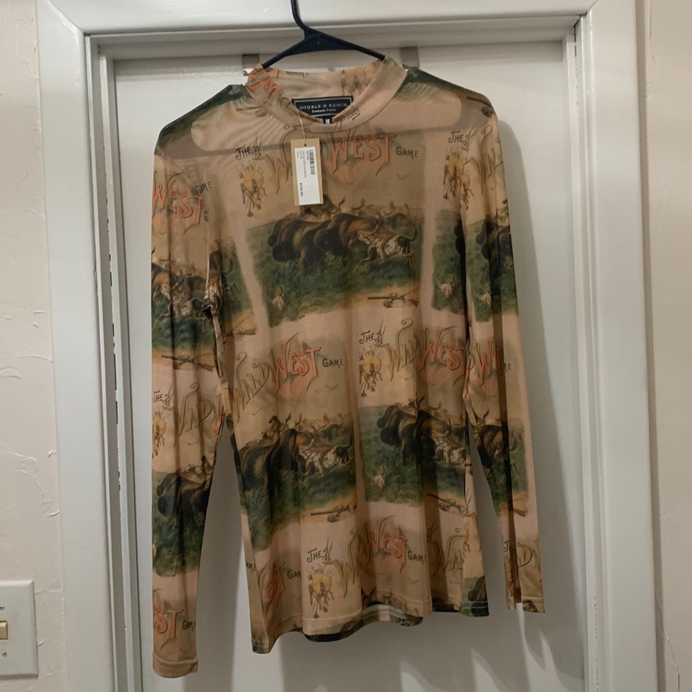 Double D Ranch mock neck sheer tee